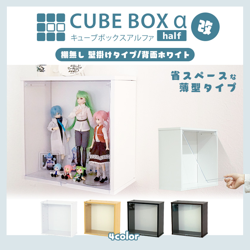 キューブボックスαハーフ改 可動棚無 壁掛け黒鉄板新フラップ扉/フロントパネル 壁掛けタイプ CUBE BOXα