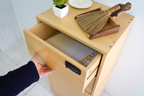 CUBE BOX α 木製2段引き出し ダイヤル錠1個タイプ CUBE BOXα